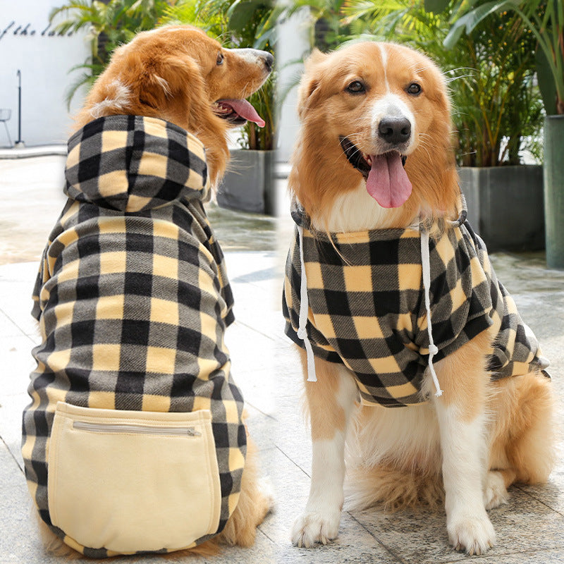 Plaid Zipper Pocket Sweater for Dogs and Cats