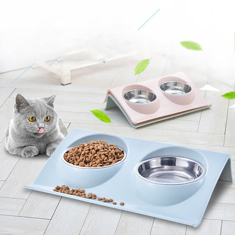 Stainless Steel Double Bowl for Dogs and Cats