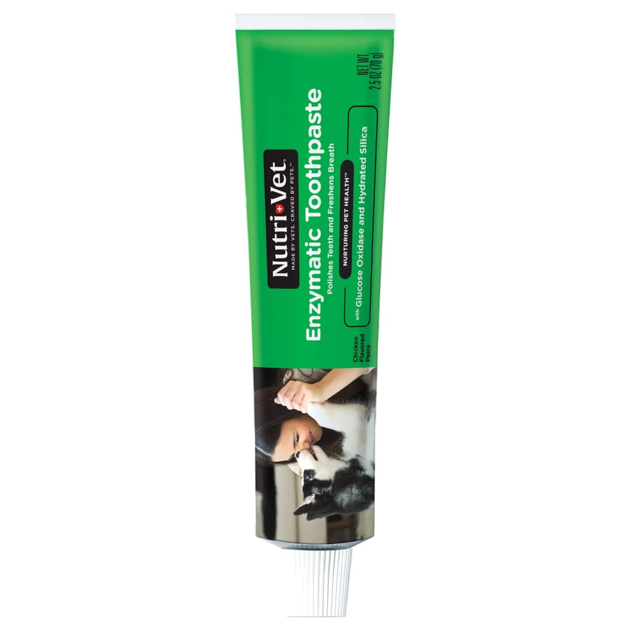 Nutri-Vet Enzymatic Toothpaste for Dogs - Non-Foaming Chicken Flavor - Prevent Promotes a Healthy Active Lifestyle - Polishes Teeth - Veterinarian Approved Formula - Made in the USA - 2.5 oz