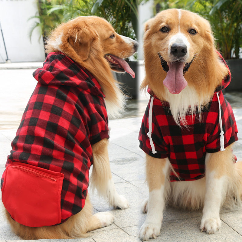 Plaid Zipper Pocket Sweater for Dogs and Cats