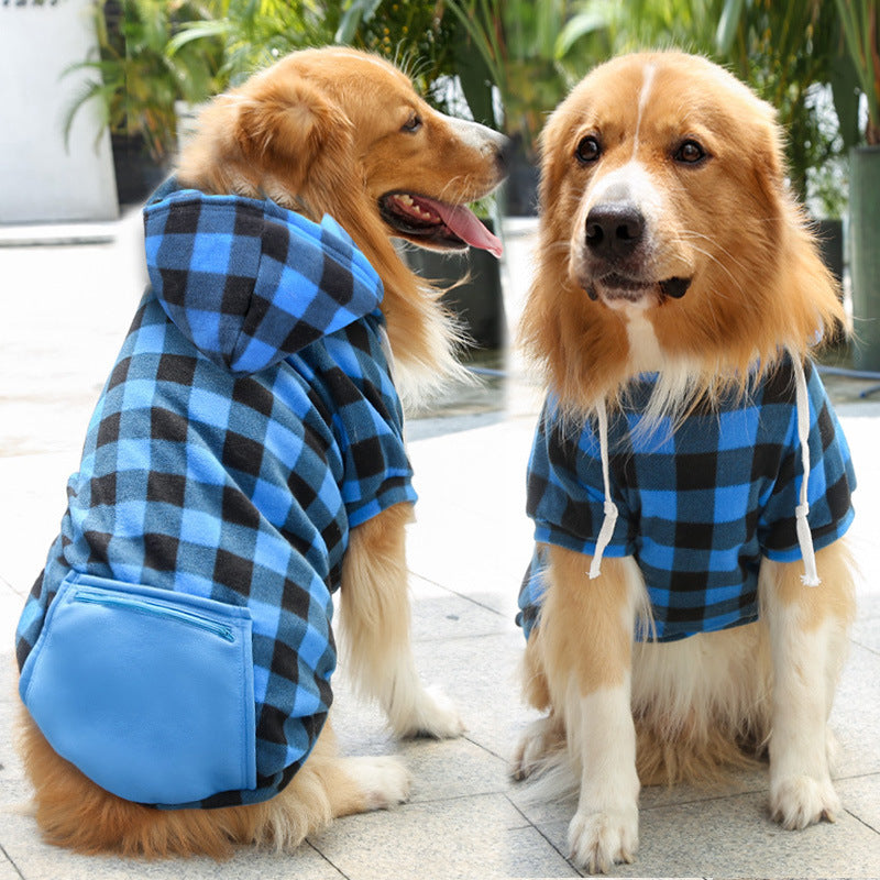 Plaid Zipper Pocket Sweater for Dogs and Cats